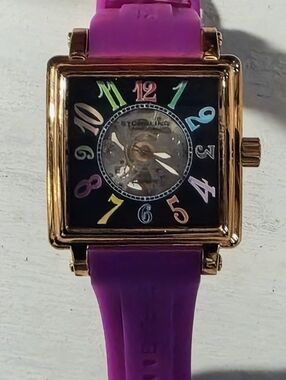 Stuhrling Franck MullerColorful Numeral Square Watch with Purple Strap